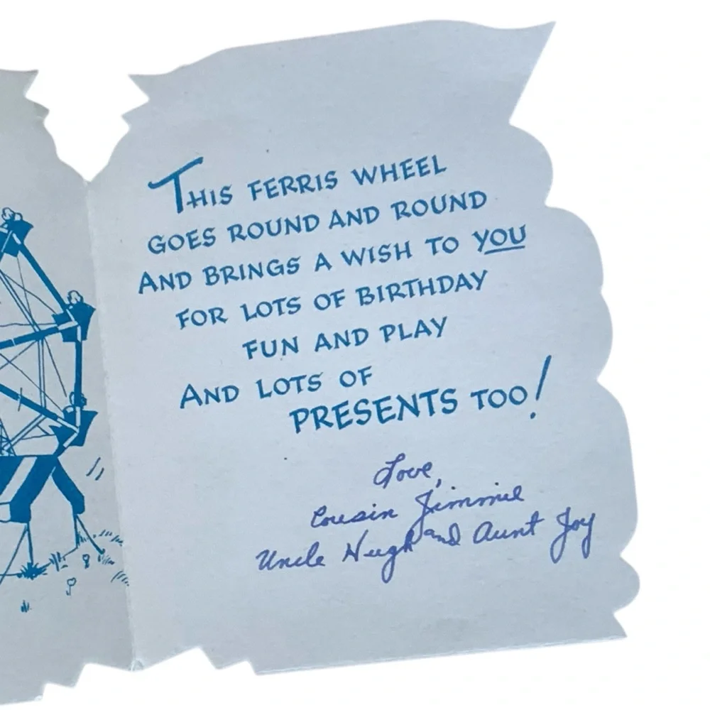 Vintage 1950’s Puppy Dog Ferris Wheel Happy Birthday Card